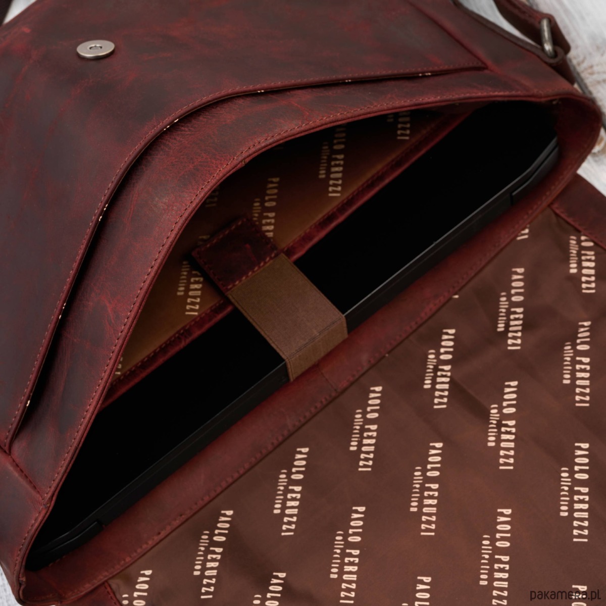 torby i nerki męskie Torba skórzana męska na ramie na laptopa brązowa vintage SL-09-BR 6