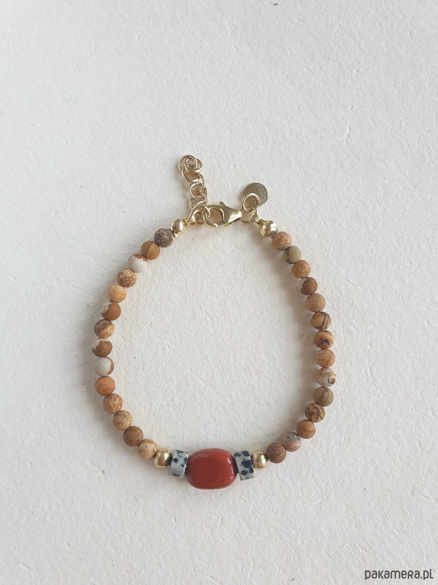 bransoletki z kamieni naturalnych Bransoletka ROOTS jaspis obrazkowy, jaspis dalmatyński, jaspis czerwony 2