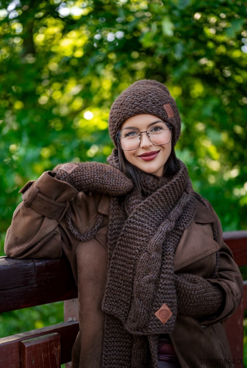 szale damskie Szal MERINO Brązowy szalik 4