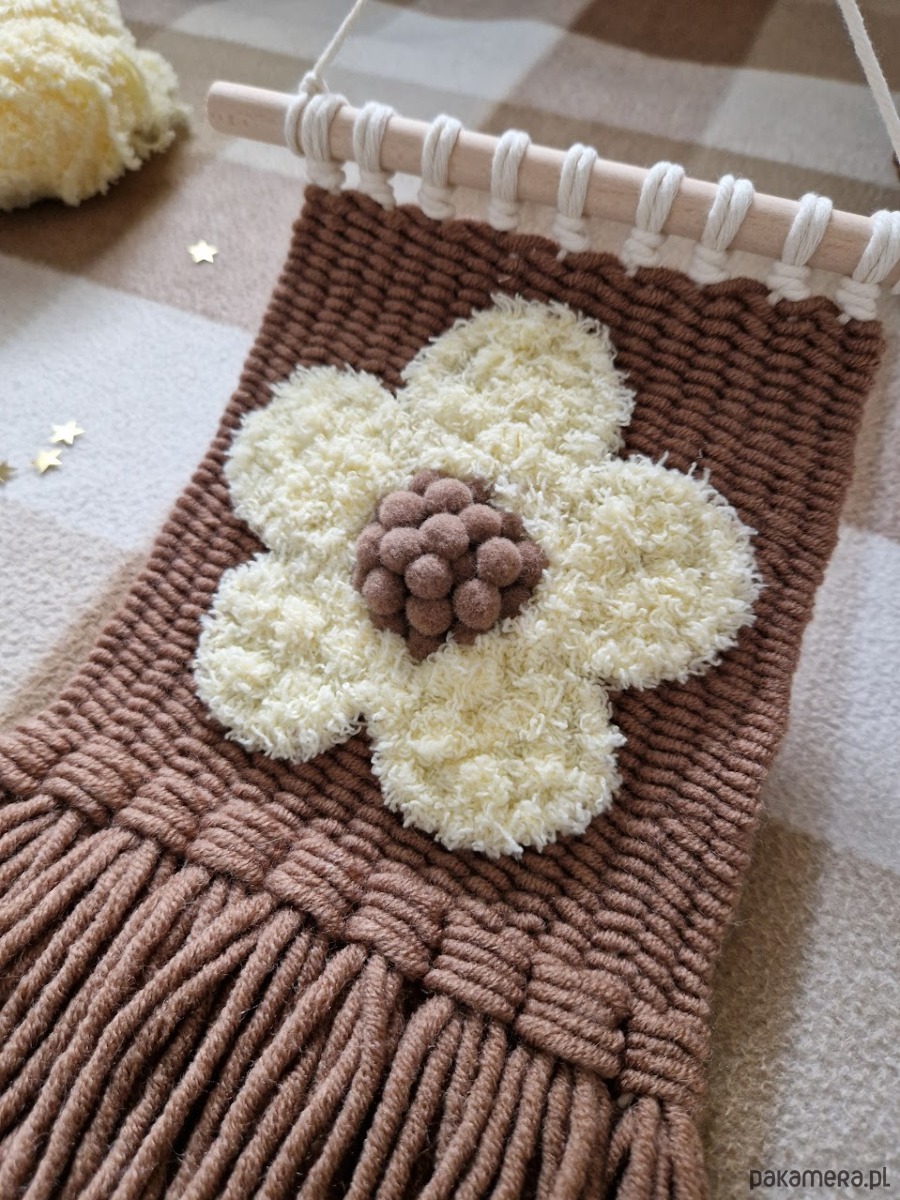 makramy Makatka kwiatek, rękodzieło na ścianę 3