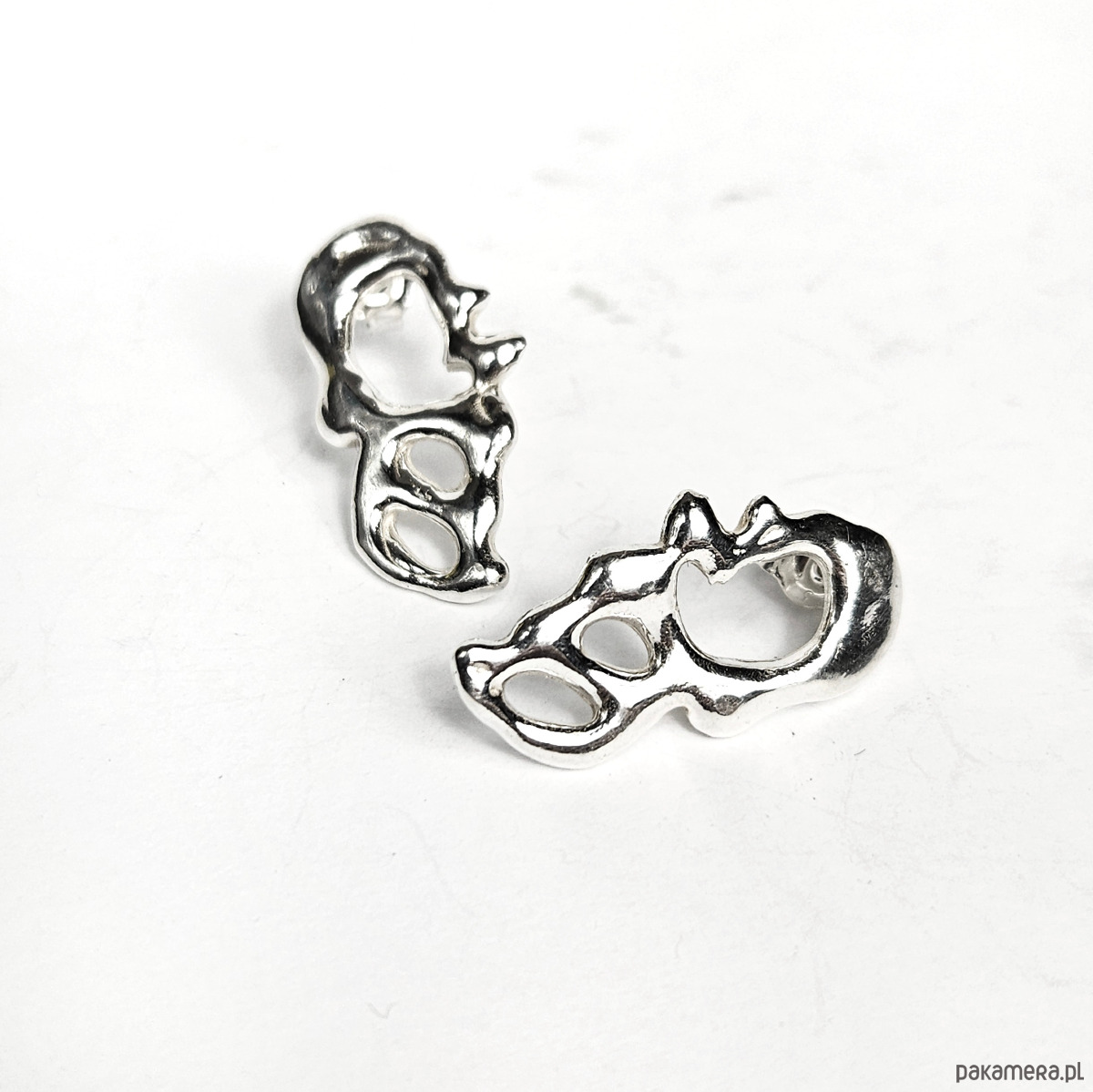 kolczyki srebrne Ażurowe organiczne kolczyki srebrne  SMUGI 1