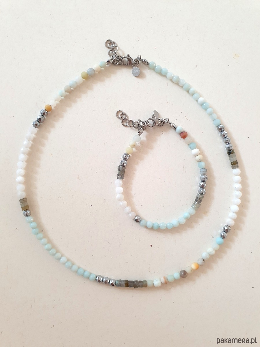 bransoletki z kamieni naturalnych Bransoletka NEO amazonit, labradoryt, kamień księżycowy 2