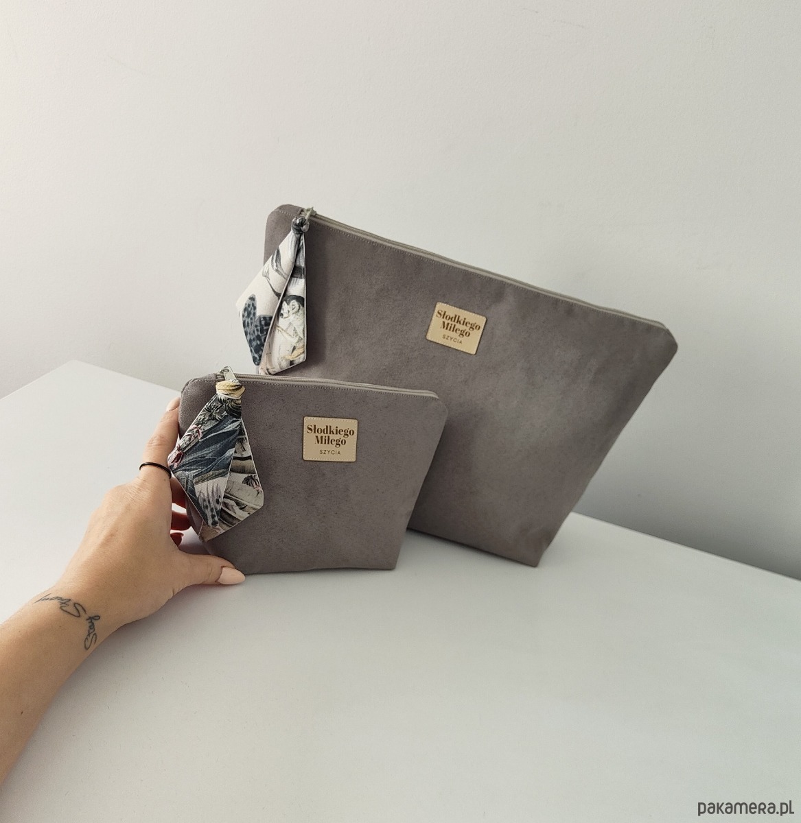 kosmetyczki Duża Kosmetyczka HANA Monkey &Banana Tree - kosmetyczka z nubuku 4