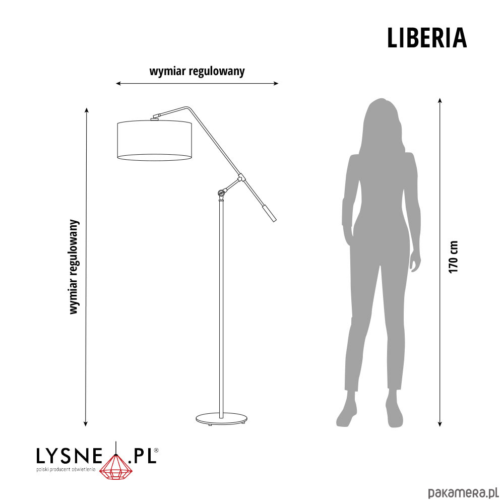 lampy podłogowe Eklektyczna lampa stojąca na wysięgniku ruchomym LIBERIA ECO 6