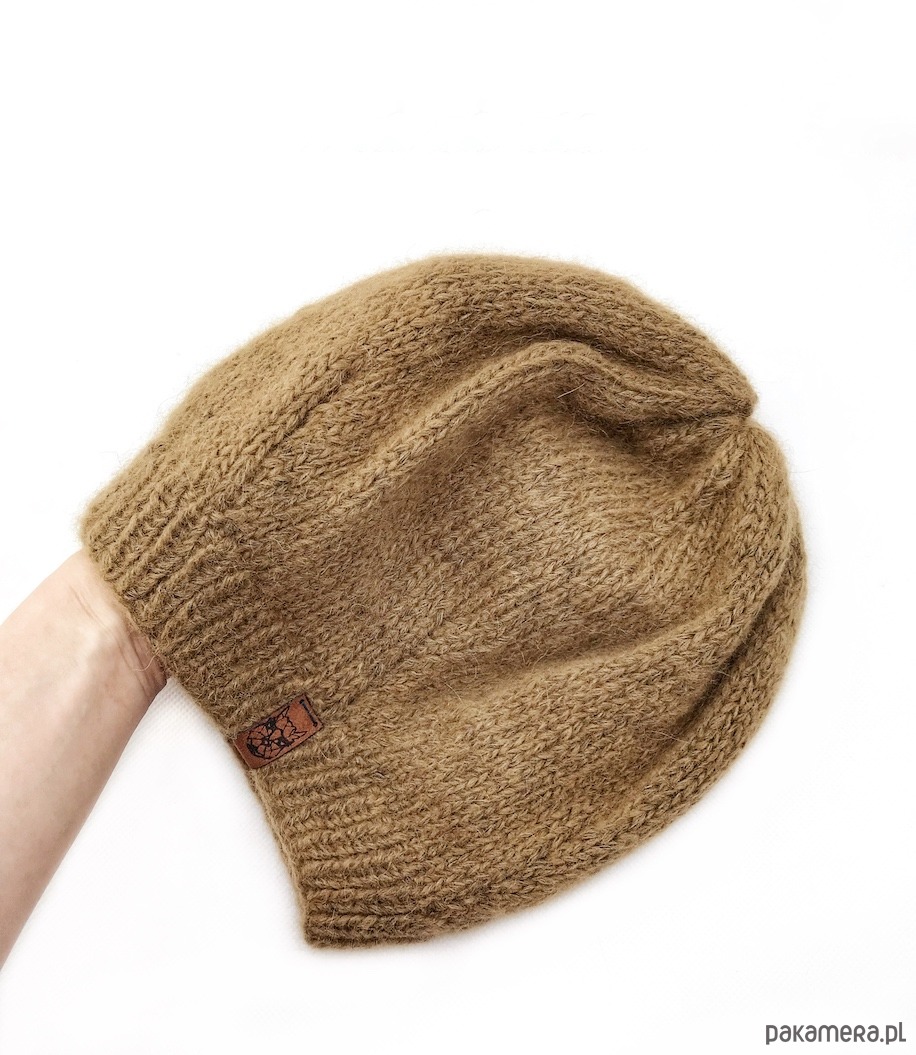 czapki damskie Camelowa czapka beretowa z wełny alpaki Parisian 2