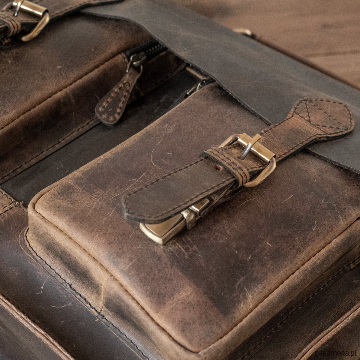torby na ramię Torba Listonoszka A4 Vintage Skórzana z Kieszeniami Brązowa Belveder BL114 7