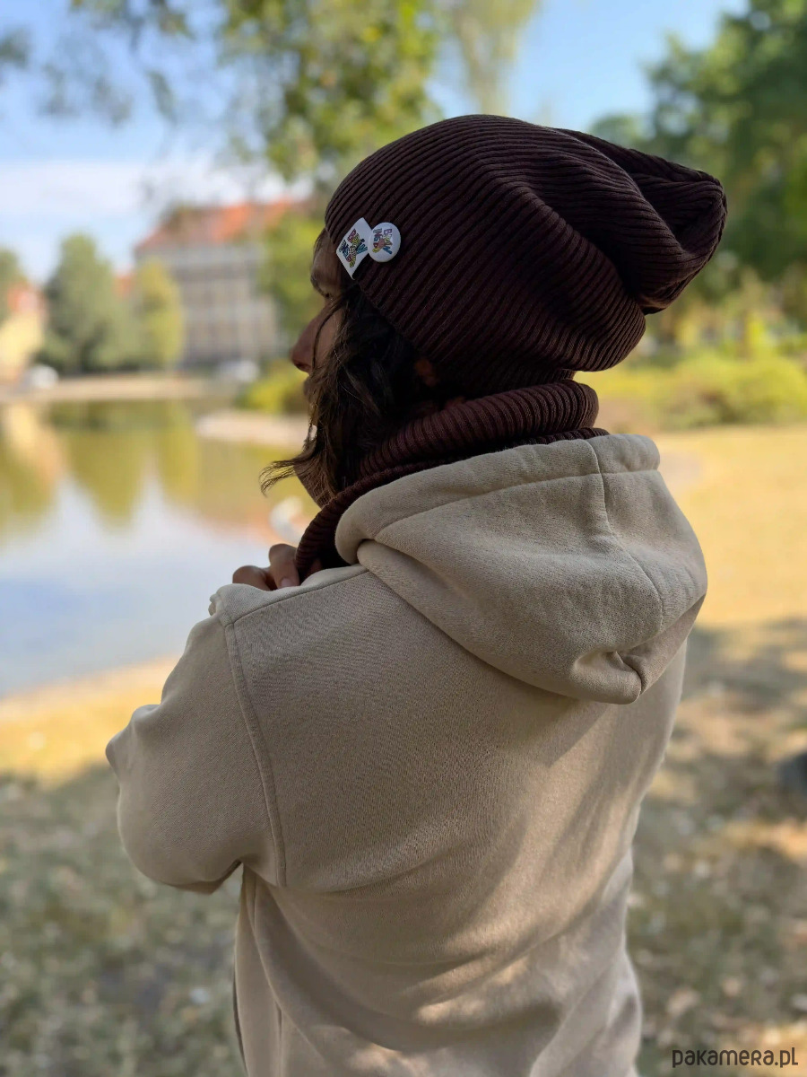 czapki i kapelusze męskie Męska luźna czapka z bawełny logo kolorowe Brąz 6