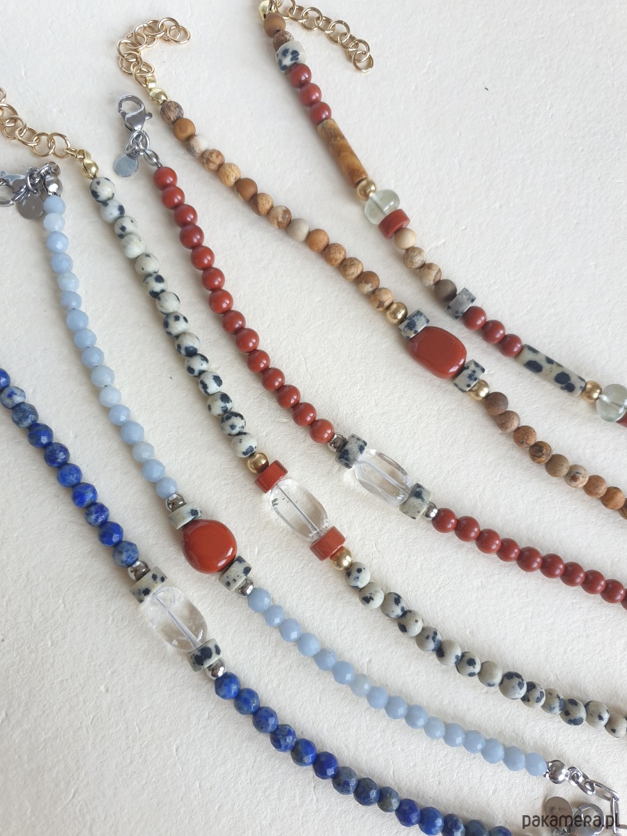 bransoletki z kamieni naturalnych Bransoletka ROOTS jaspis obrazkowy, jaspis dalmatyński, jaspis czerwony 5