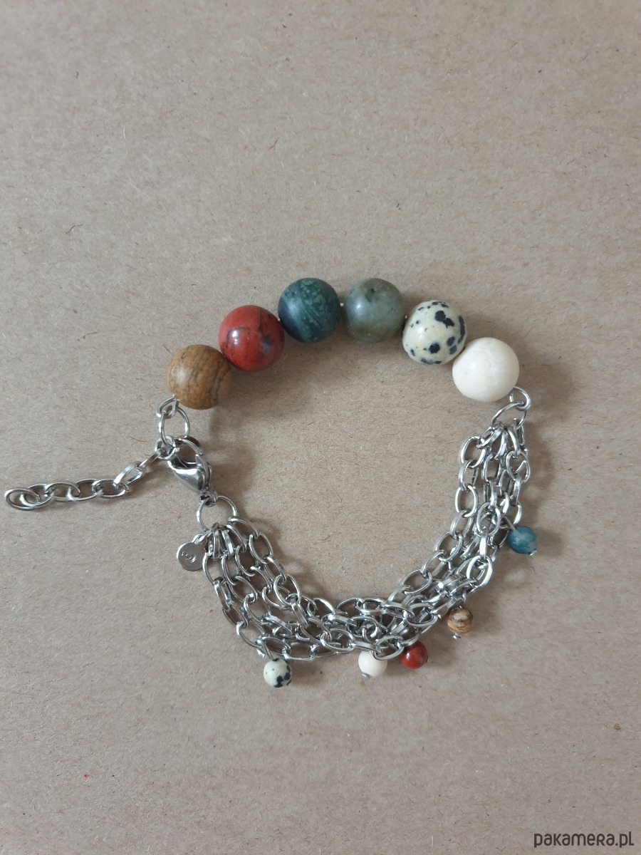 bransoletki z kamieni naturalnych Bransoletka FANABERIA kulki, łańcuszki, jaspisy, labradoryt 5