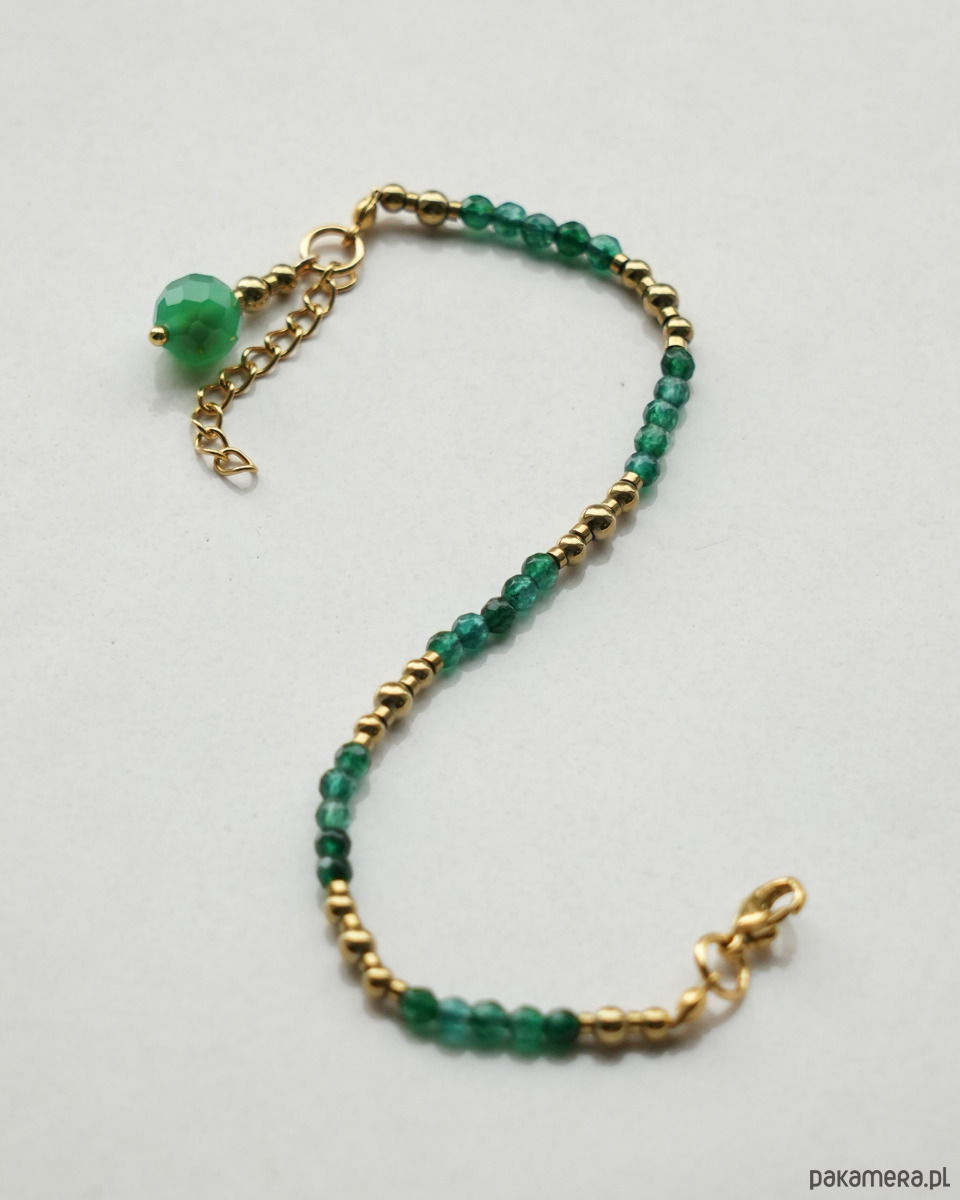 bransoletki z kamieni naturalnych Delikatna zielona bransoletka z jadeitu z agatem 3