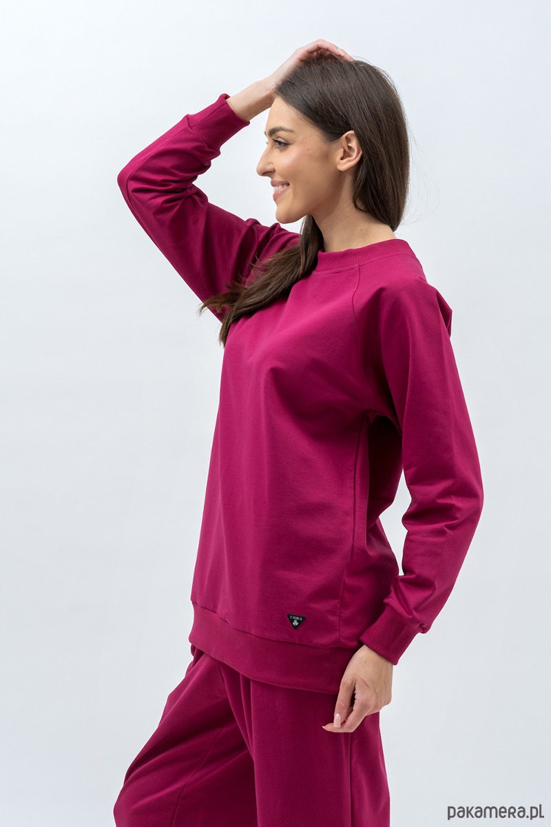 bluza bez kaptura damska Bluza damska raglan basic ,,ADALET" amarant 1