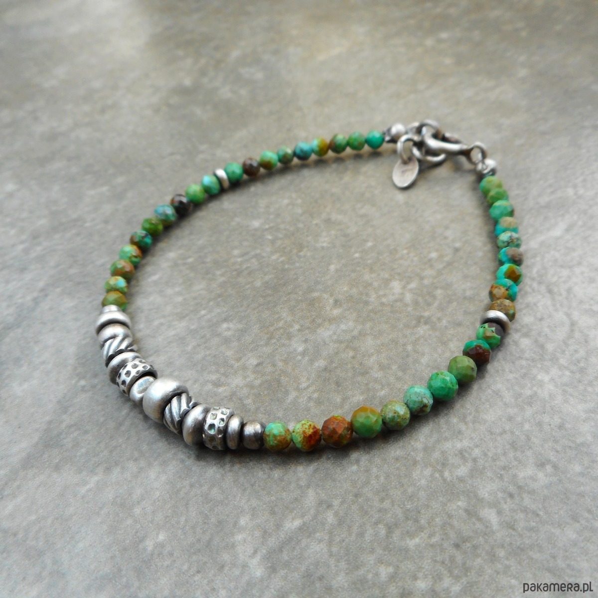 bransoletki z kamieni naturalnych Bransoletka z turkusami srebro 925 2