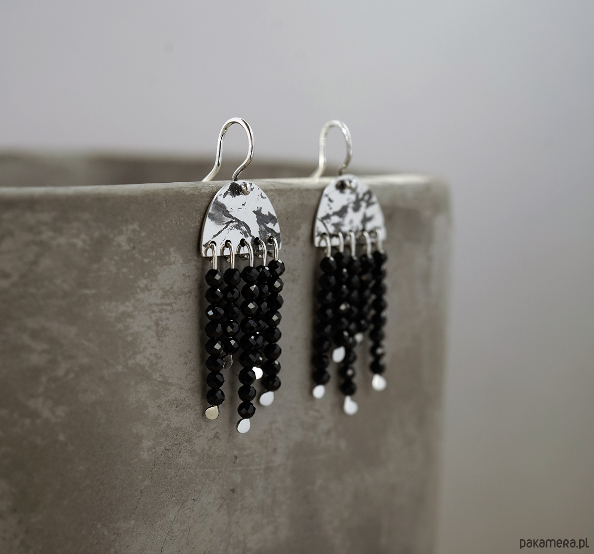 kolczyki srebrne ROSA - srebro i spinel 1