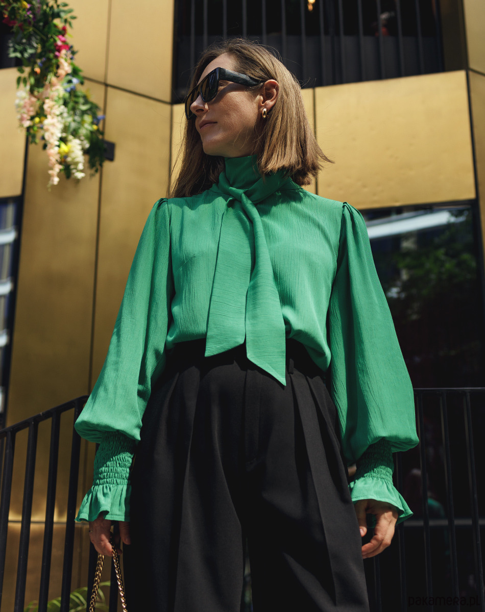 bluzki z długim rękawem damskie Koszula koszula KRESZ zielona 3