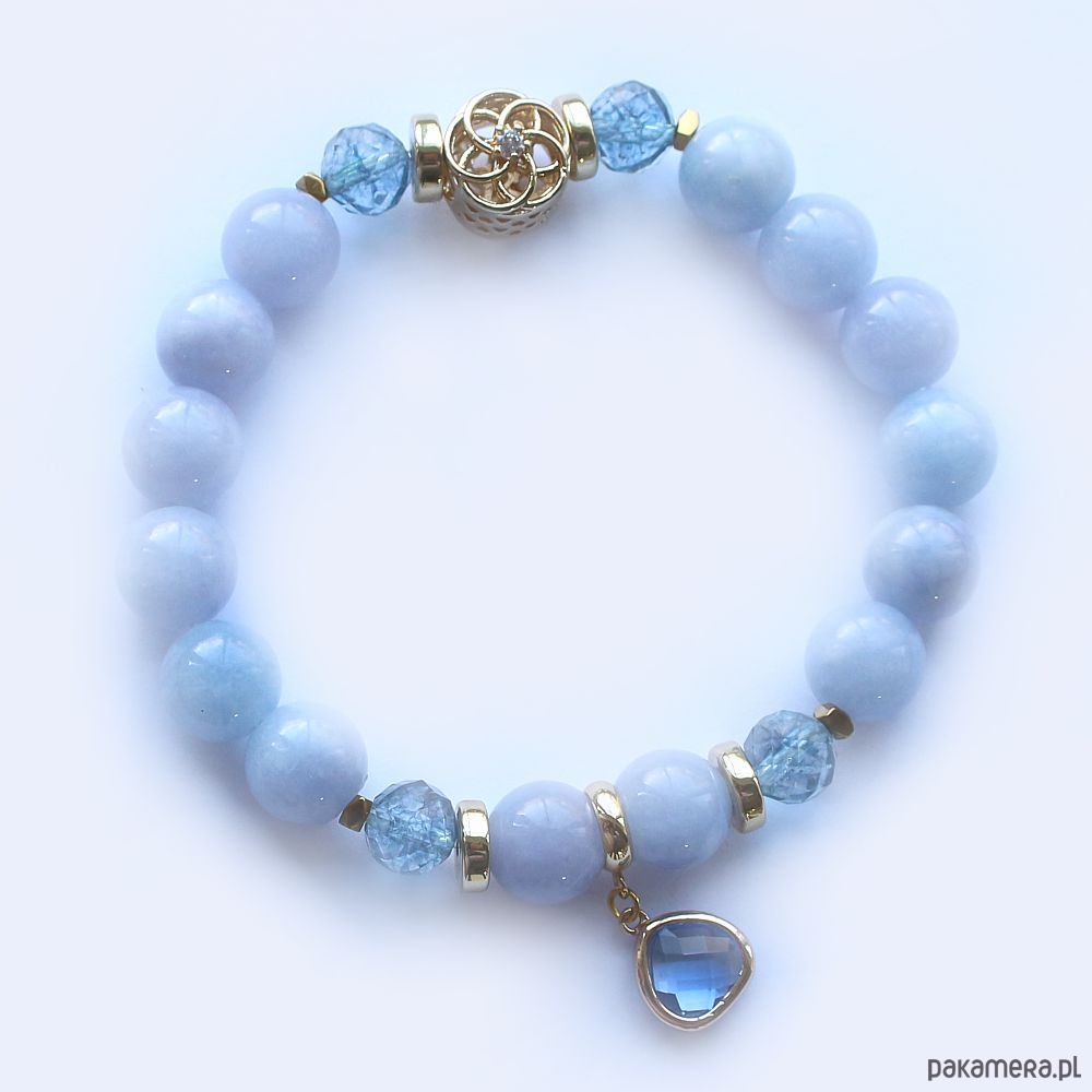 bransoletki z kamieni naturalnych Ochronna na relacje - Angelit, topaz, hematyt 2