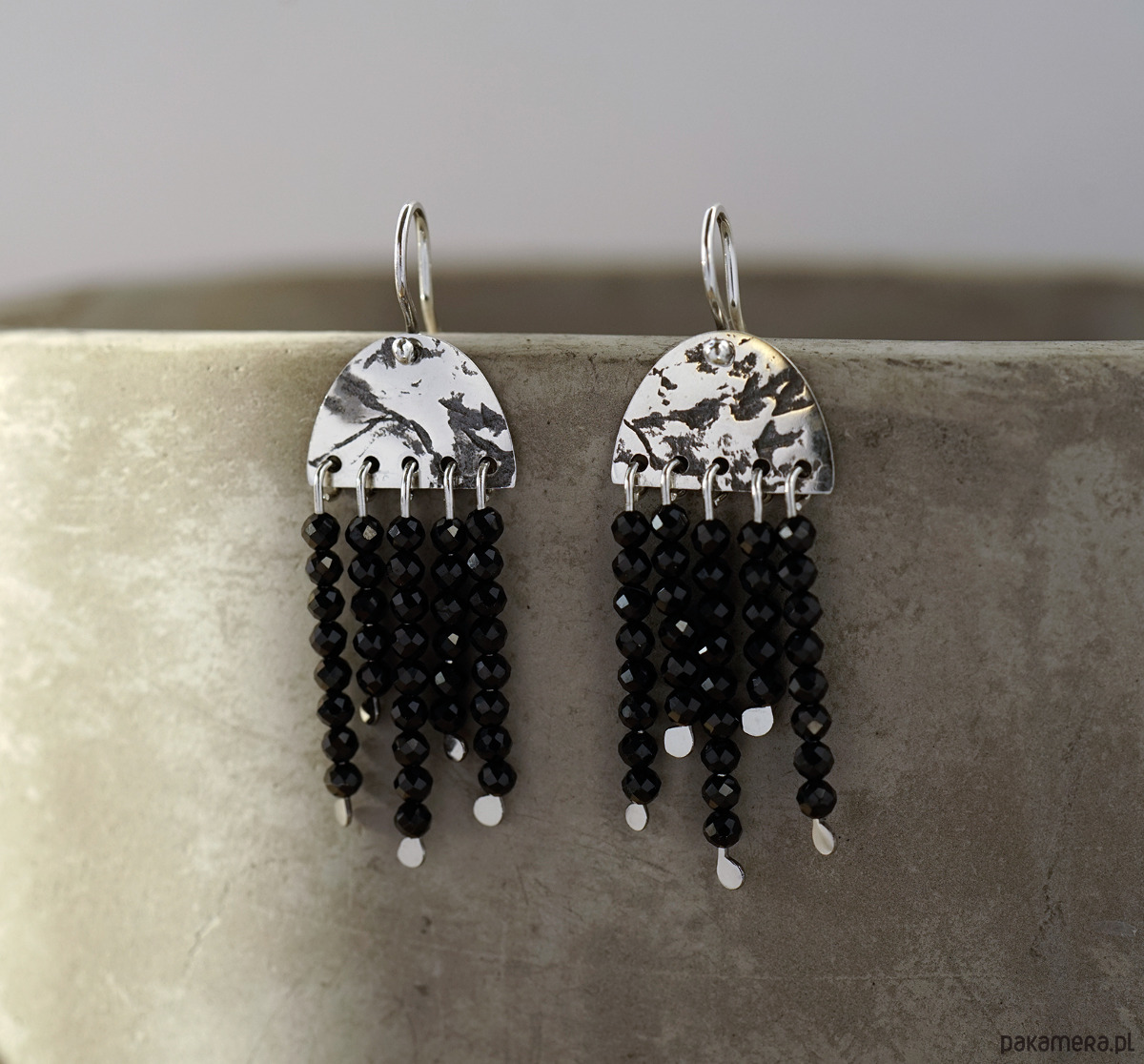 kolczyki srebrne ROSA - srebro i spinel 2