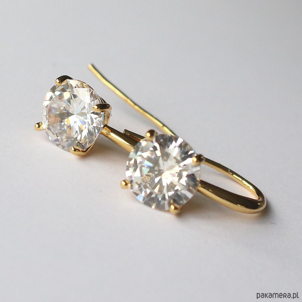 kolczyki pozłacane Kolczyki pozłacane Moissanit - eleganckie z brylantowym szlifem 1