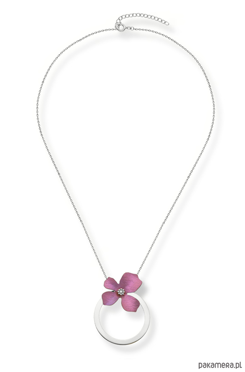 kolie Naszyjnik srebrny z fioletowym  tytanowym kwiatem 2