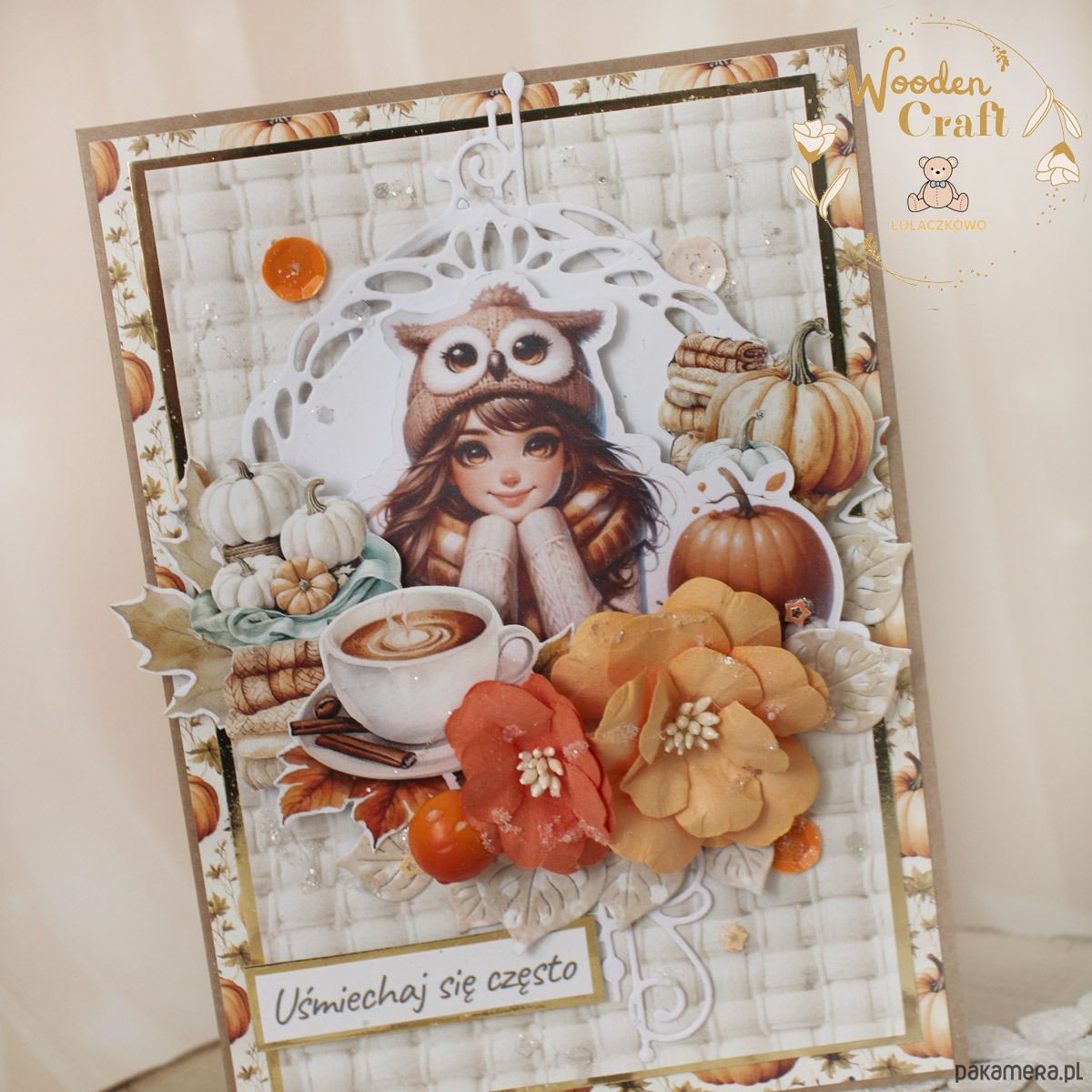 kartki scrapbooking Kobieca kartka urodzinowa z motywem jesieni "Autumn 2" GOTOWA 1