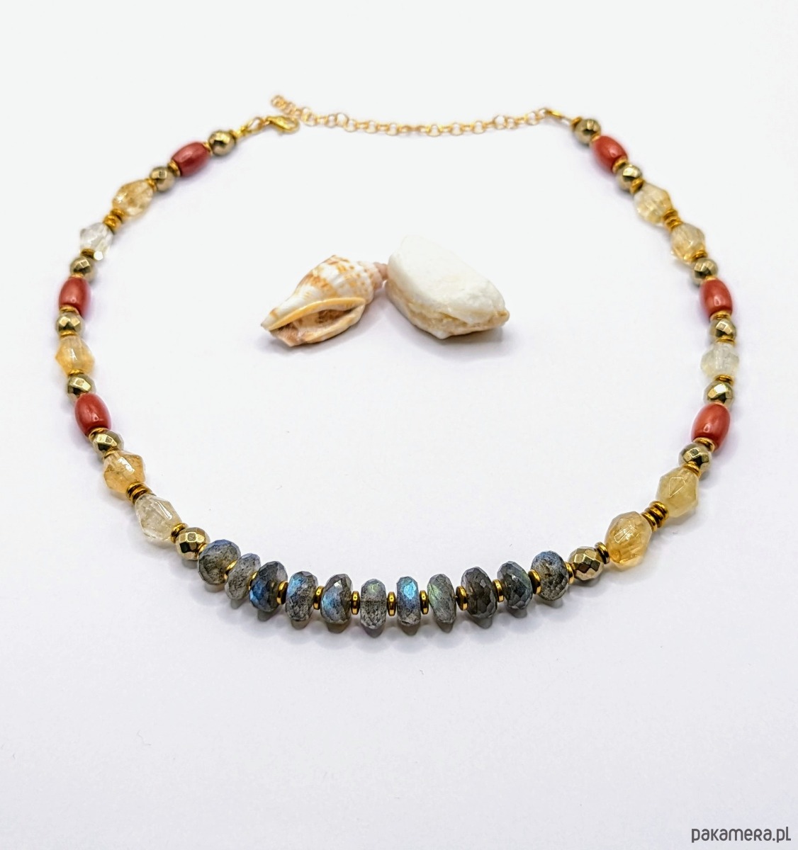 złote naszyjniki Naszyjnik Atena ze zjawiskowym labradorytem 2