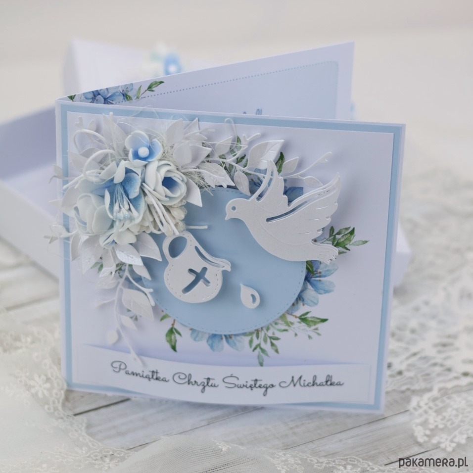 kartki scrapbooking Kartka  na chrzest dla chłopca z życzeniami i dedykacją 1