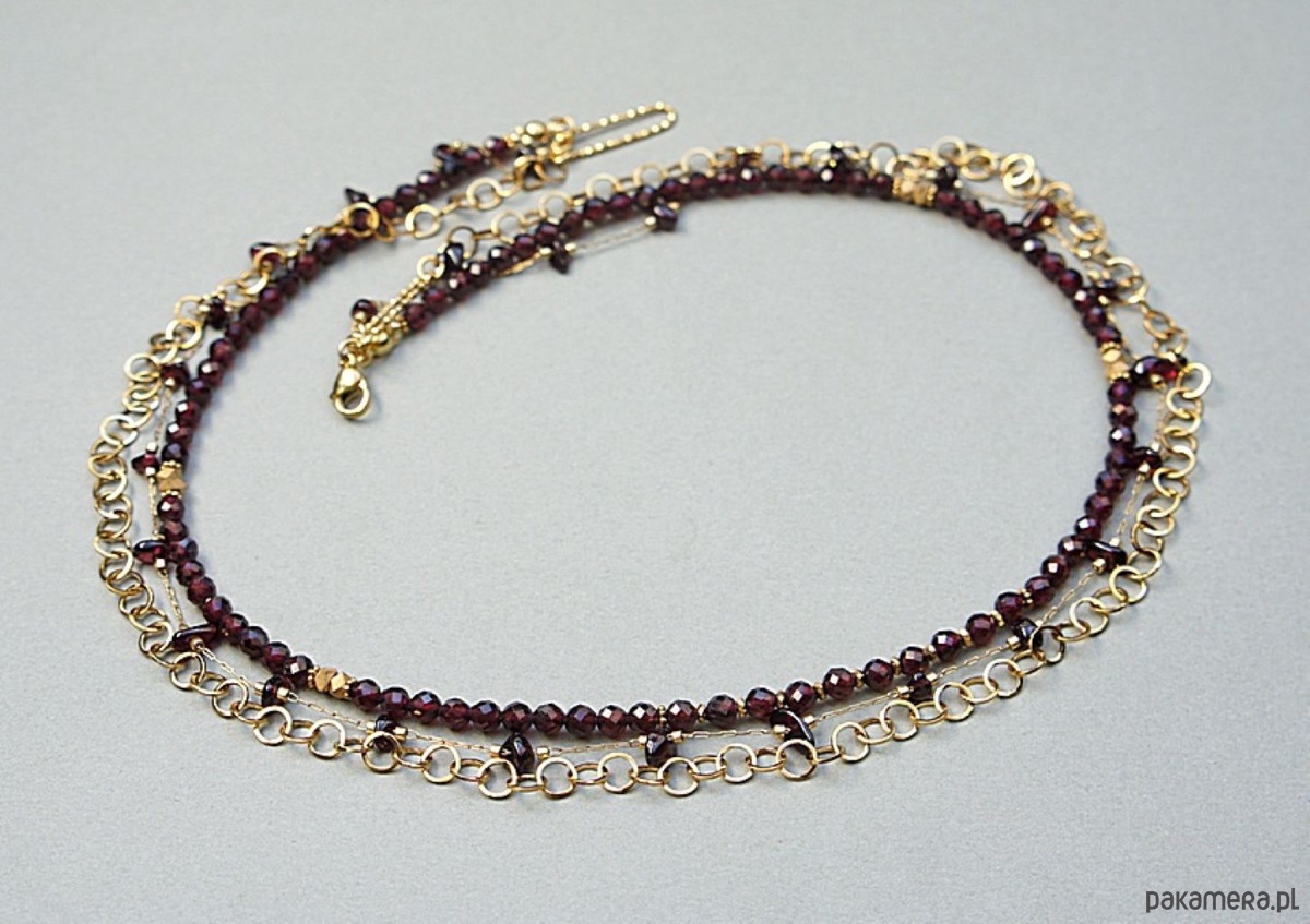 korale Triple - Granaty /naszyjnik/  - Szlachetna kolekcja 5