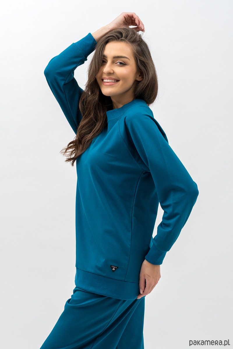 bluza bez kaptura damska Bluza damska raglan basic ,,ADALET" petrol 3