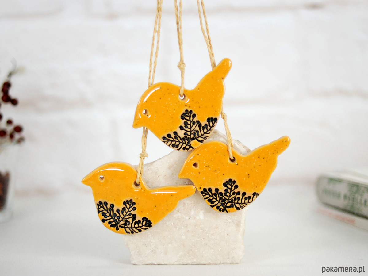 ozdoby choinkowe Ceramiczne ozdoby choinkowe - kolorowe ptaszki 5