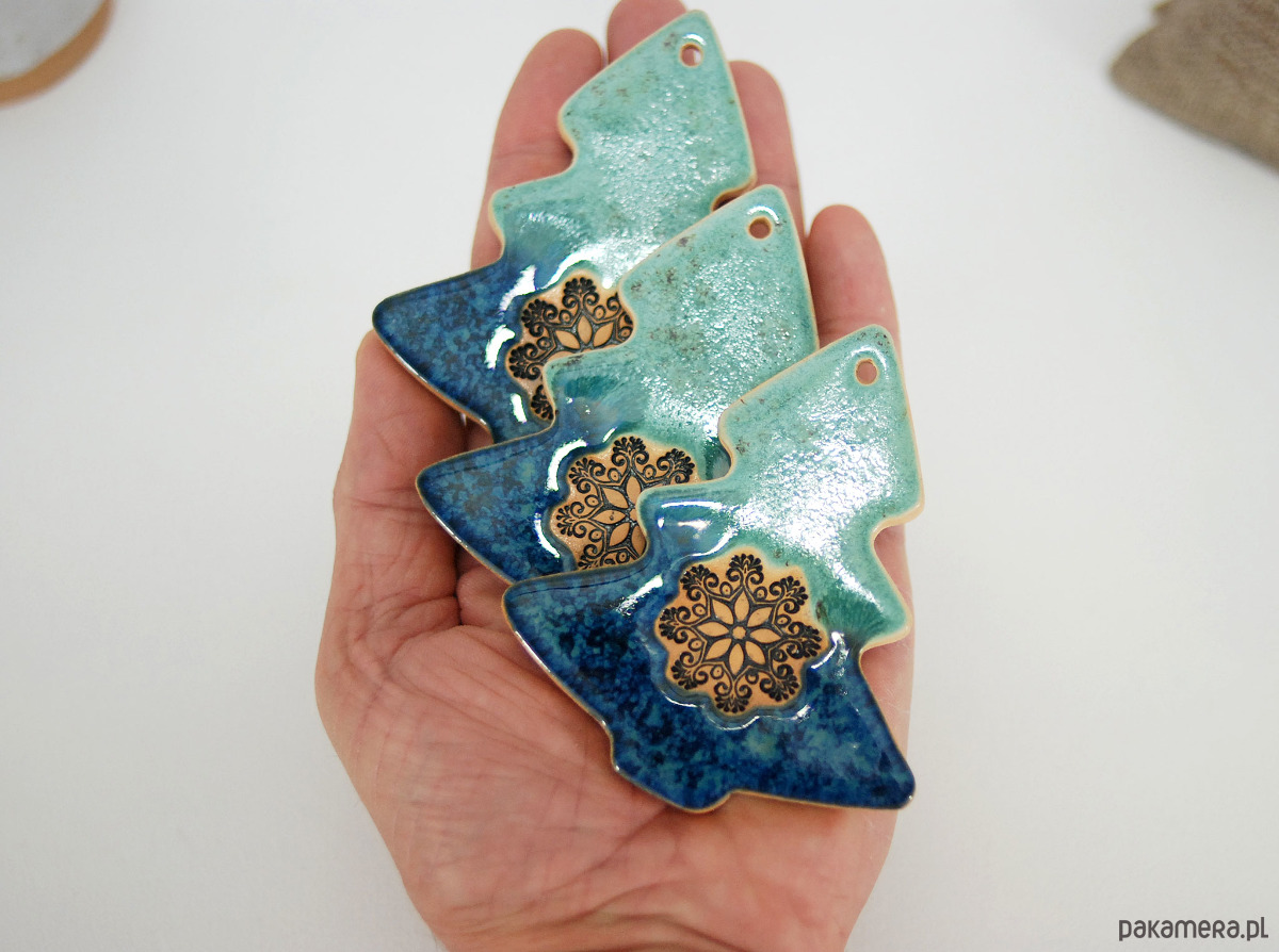 ozdoby choinkowe Turkusowe choinki - ceramiczne ozdoby choinkowe 6