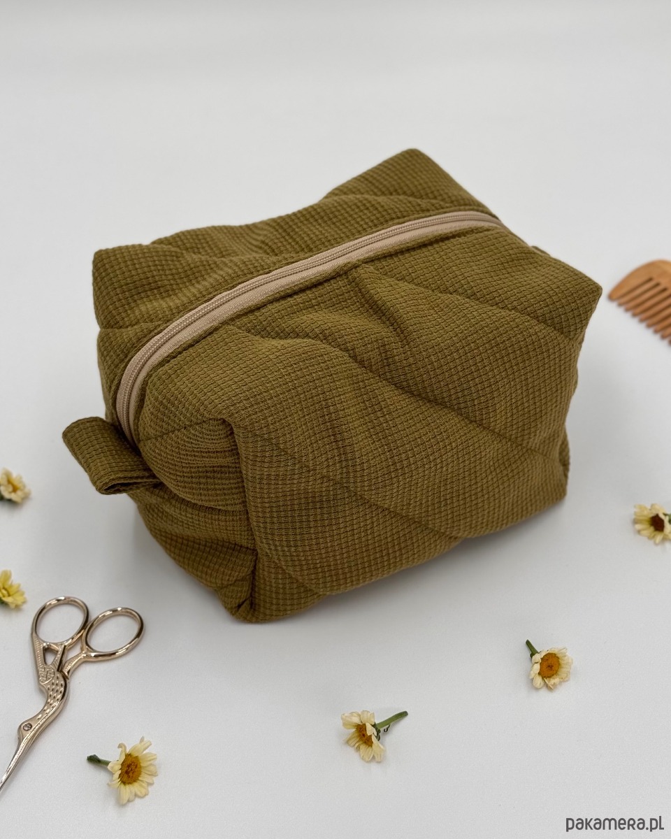 kosmetyczki Kosmetyczka kostka Wafelek khaki 2
