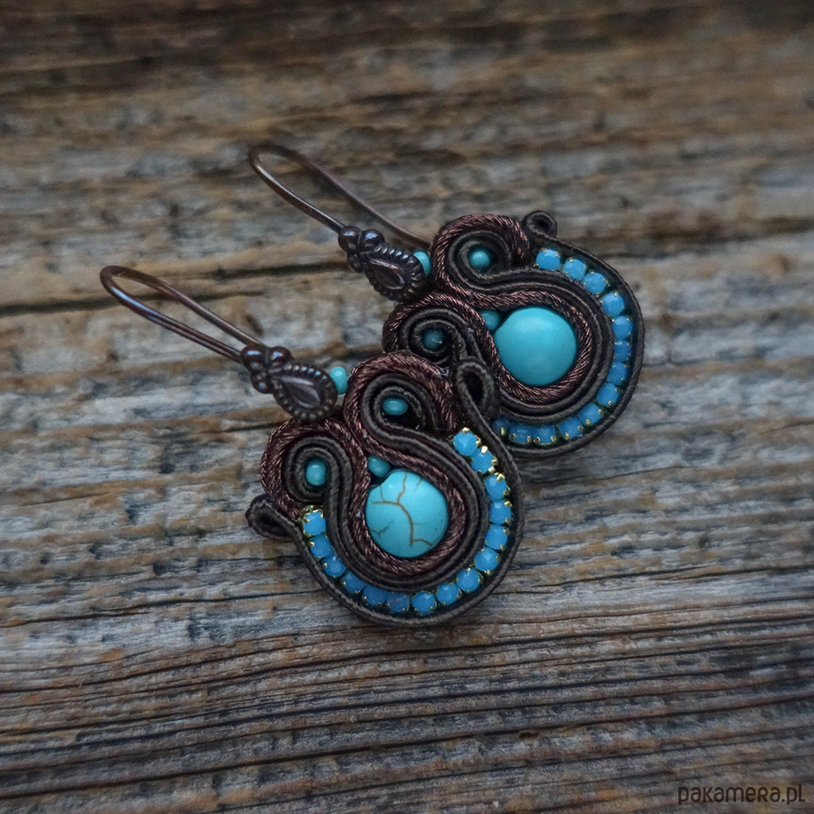 komplet biżuterii Brąz i turkus - sutaszowy komplet biżuterii 6