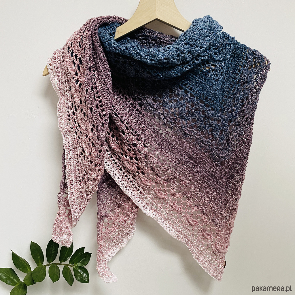 szale damskie Chusta szydełkowa Klaziena ombre handmade 3