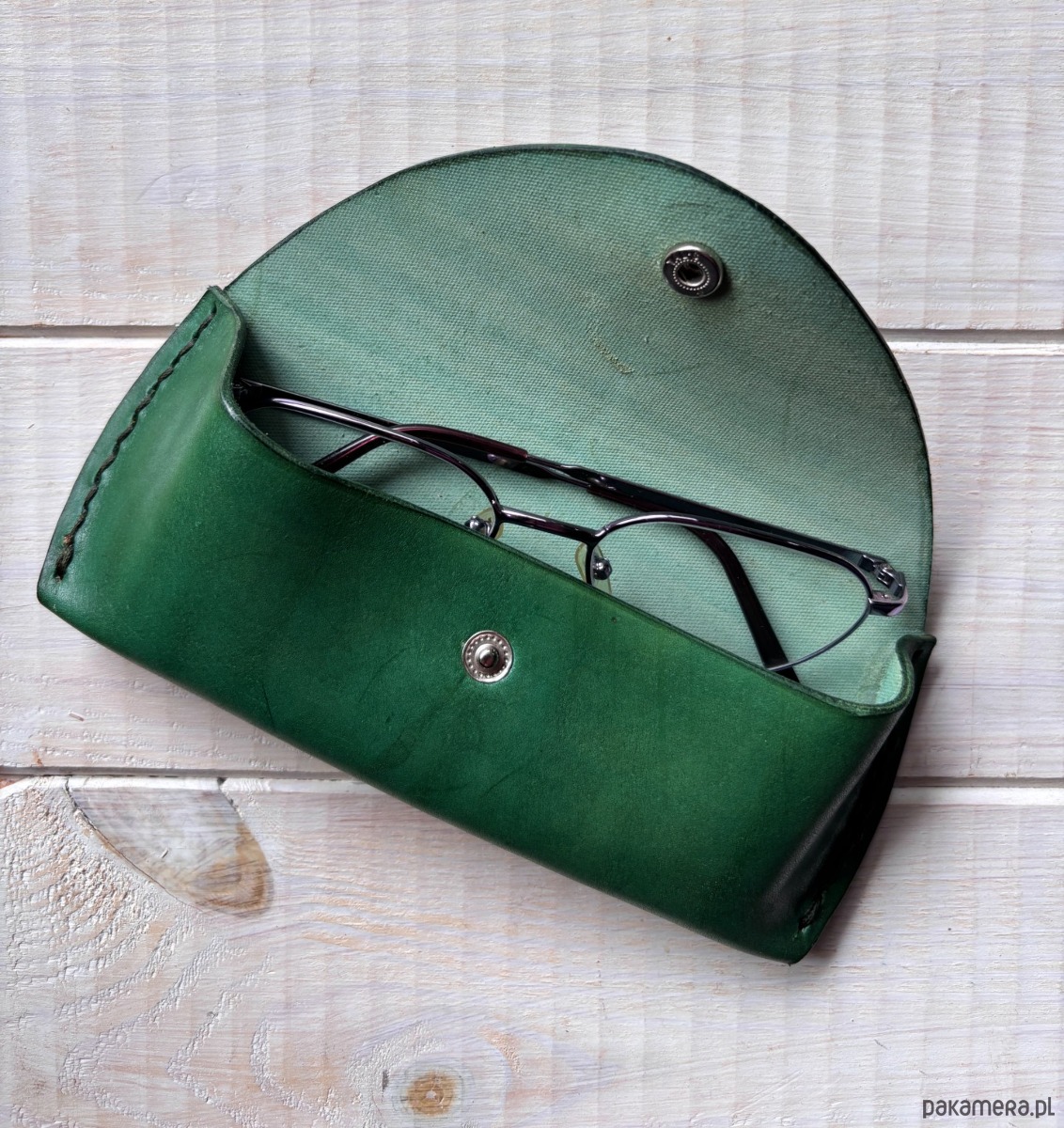 okulary damskie Skórzane etui na okulary - zielone 1