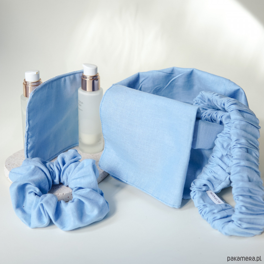 opaski do włosów Zestaw domowe spa - niebieski len 2