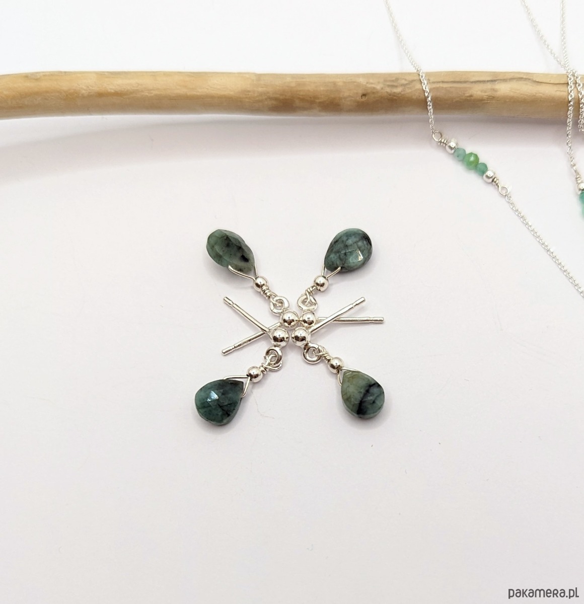 kolczyki srebrne Kolczyki srebrne ze szmaragdami 3