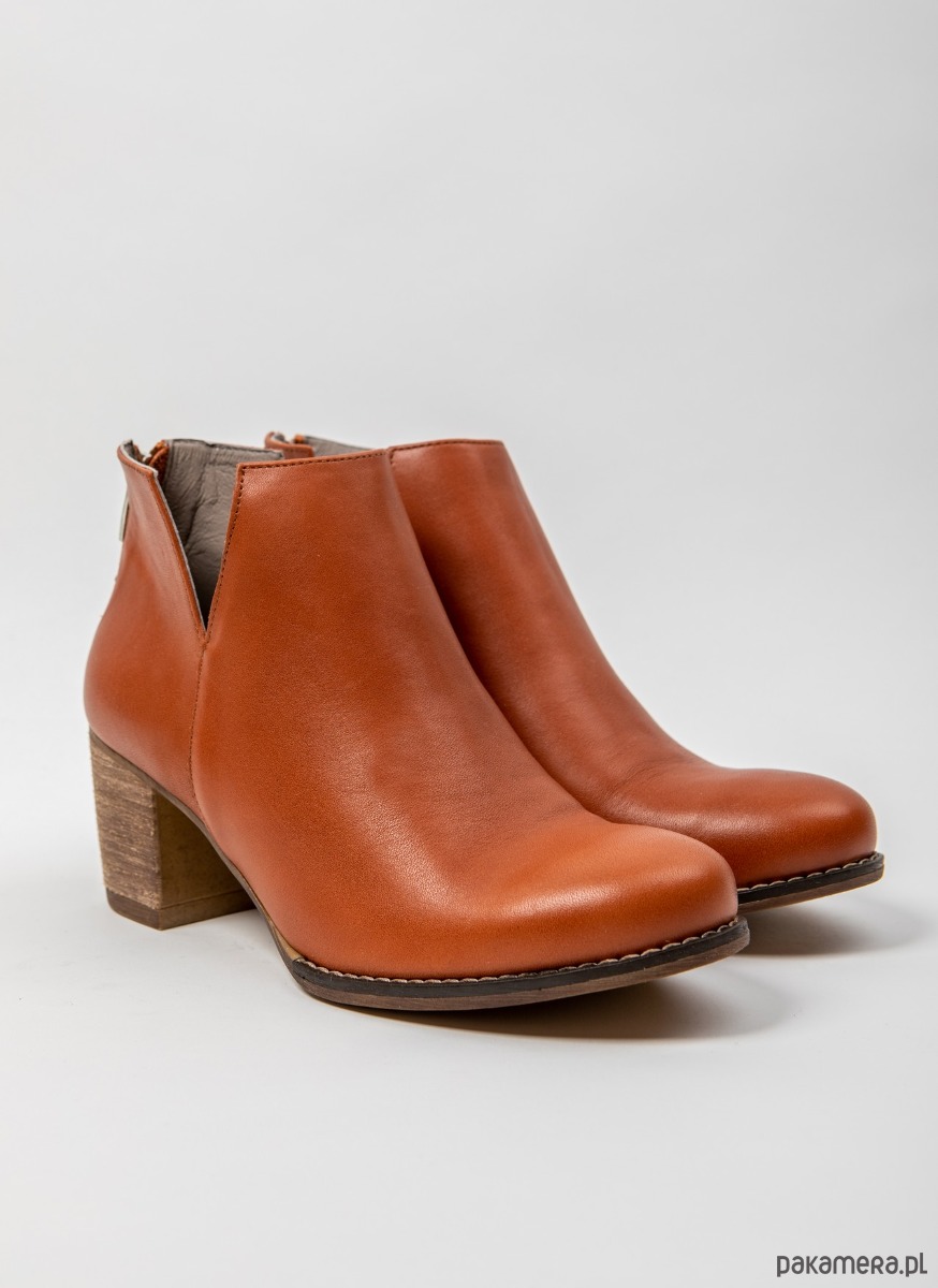 botki damskie SKÓRZANE BOTKI DO KOSTKI ZAPATO 501 BRĄZ 1