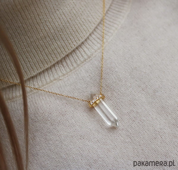 złote naszyjniki Naszyjnik kryształ górski- srebro 925 pozłacane 2