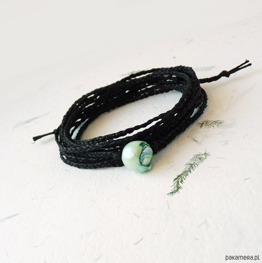 bransoletki na sznurku NATURE Len i zielona perła bransoletka 4