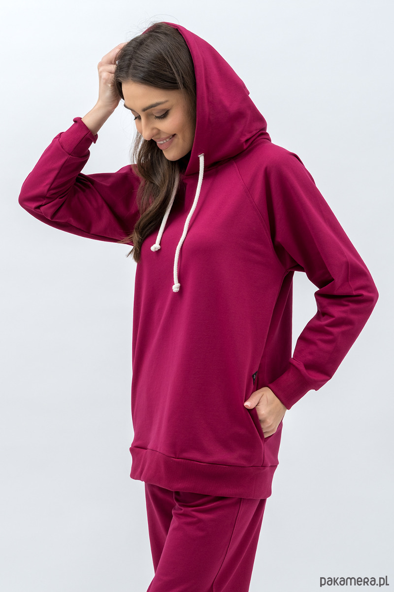 bluza z kapturem damska Bluza z kapturem  ,,SEHER" amarant 1