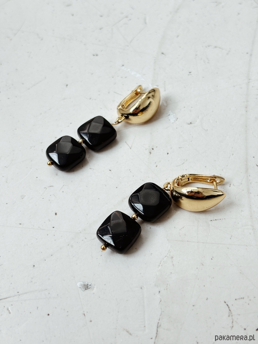 kolczyki z kamieniami Kolczyki  Agat Czarny 6