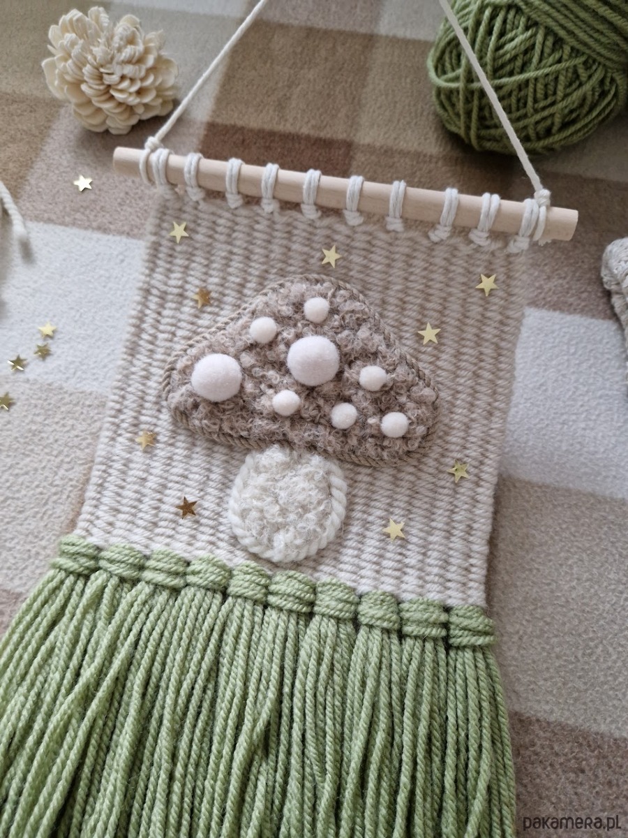 makramy Makatka z motywem grzybka 2