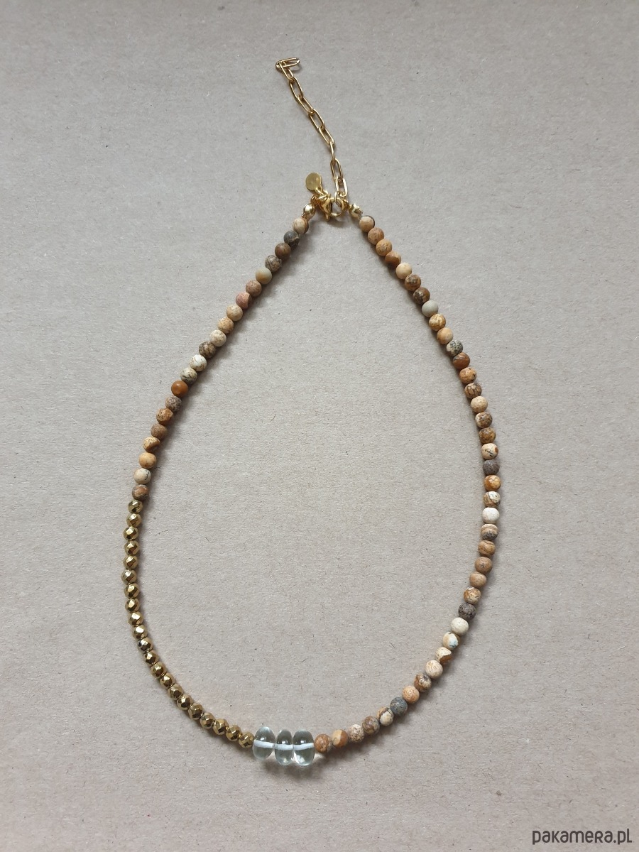 chokery Naszyjnik choker ROOTS jaspis obrazkowy, prasiolit, hematyt 5