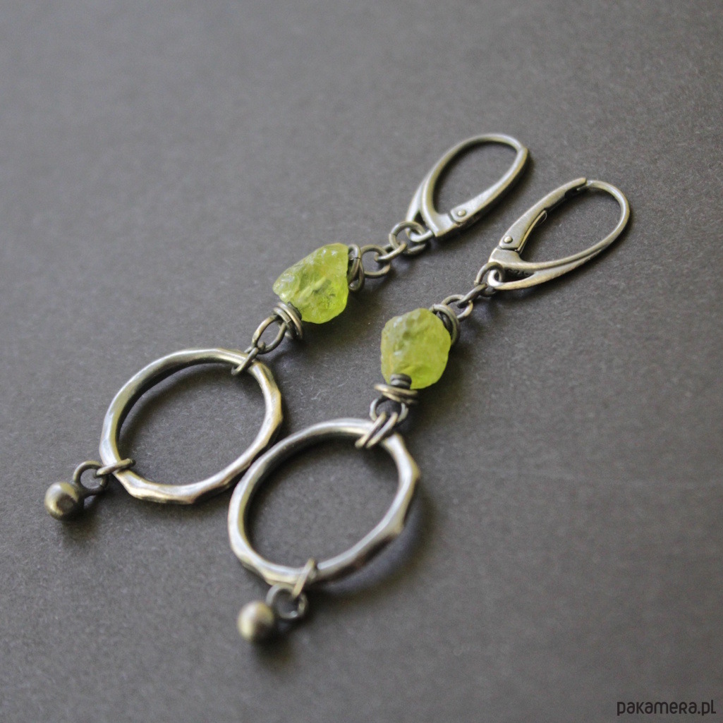 kolczyki z kamieniami Kolczyki dwie limonki 2
