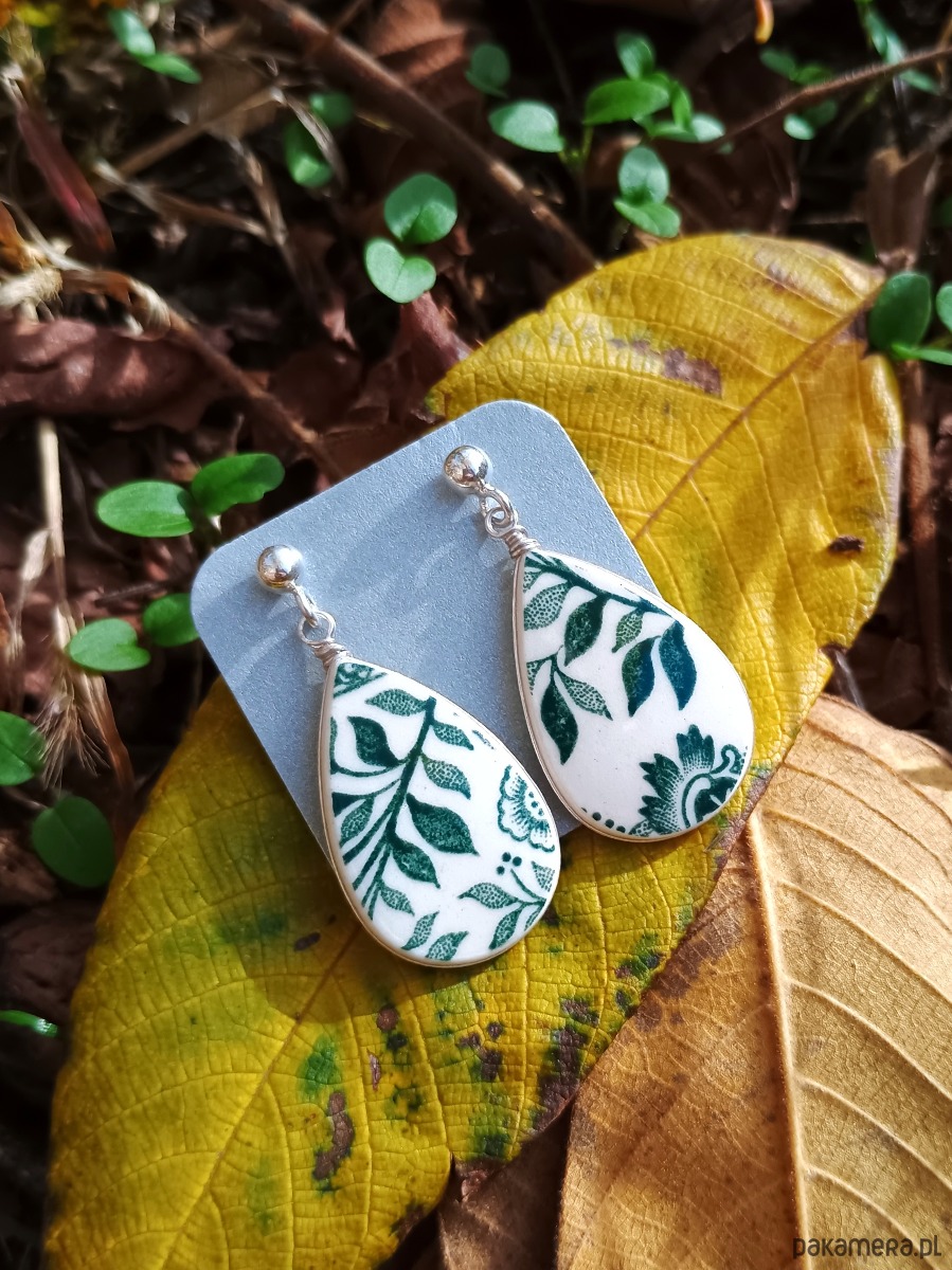 kolczyki ceramiczne Kolczyki ceramiczne w roślinne wzory dwustronne 1