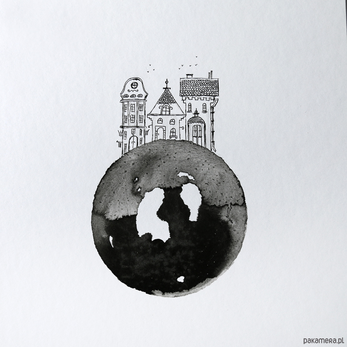 grafiki i ilustracje Kamieniczki - UNIKAT - oprawiony tusz na papierze (13) 1
