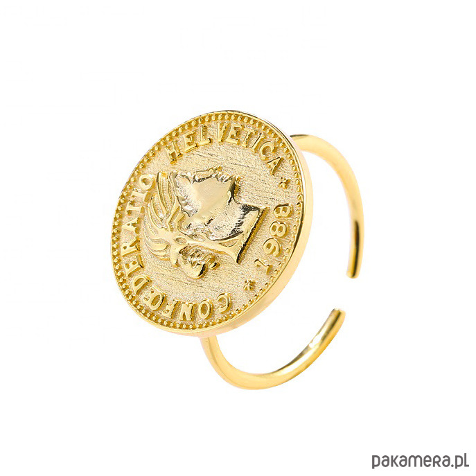 pierścionki złote Pierścionek z monetą- srebro 925 pozłacane 1