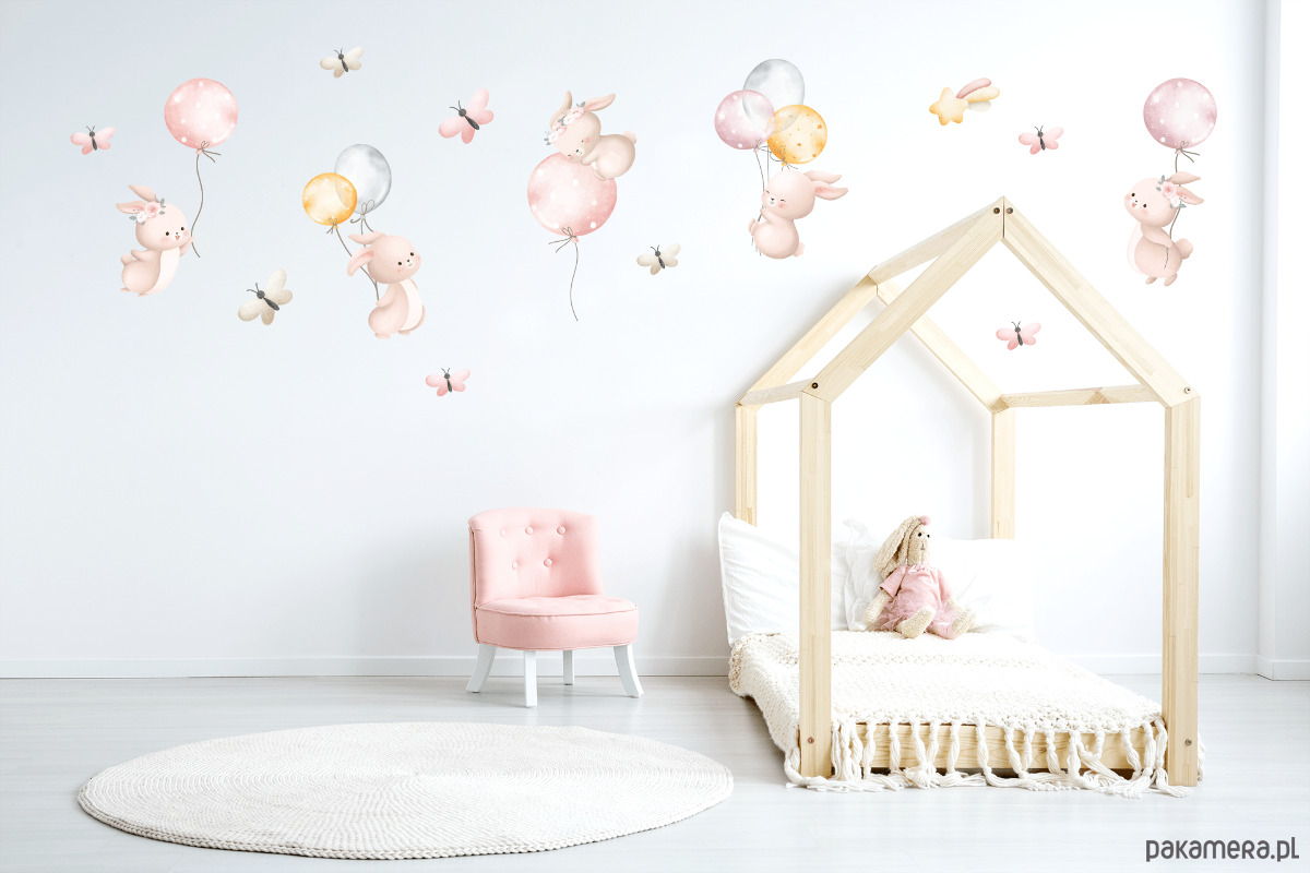 naklejki ścienne do pokoju dziecka Naklejki ścienne dla dzieci  Króliczki z balonami 5