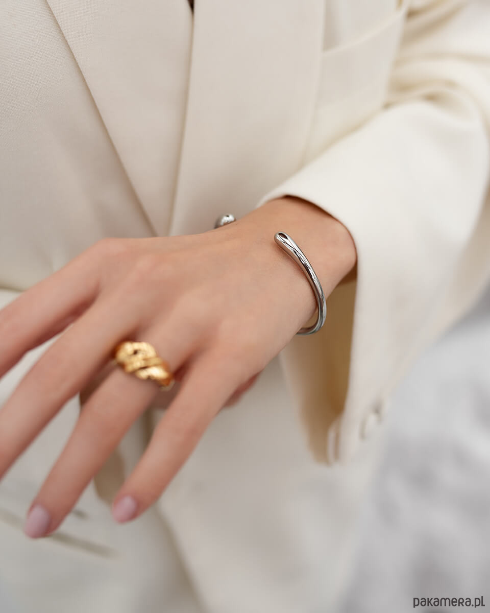 bransoletki złote Sztywna srebrna otwarta bransoletka ze stali chirurgicznej Paraiso Nefeli 2