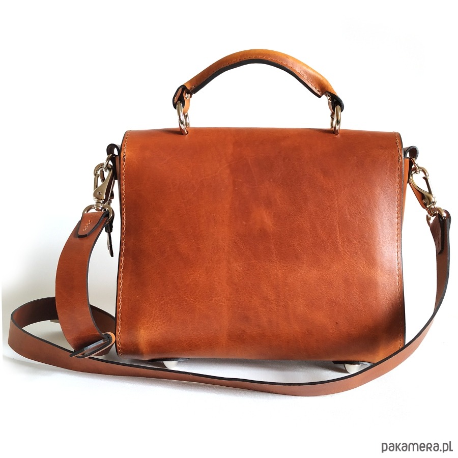 torby na ramię MIDI CUBE klapka koniak 3