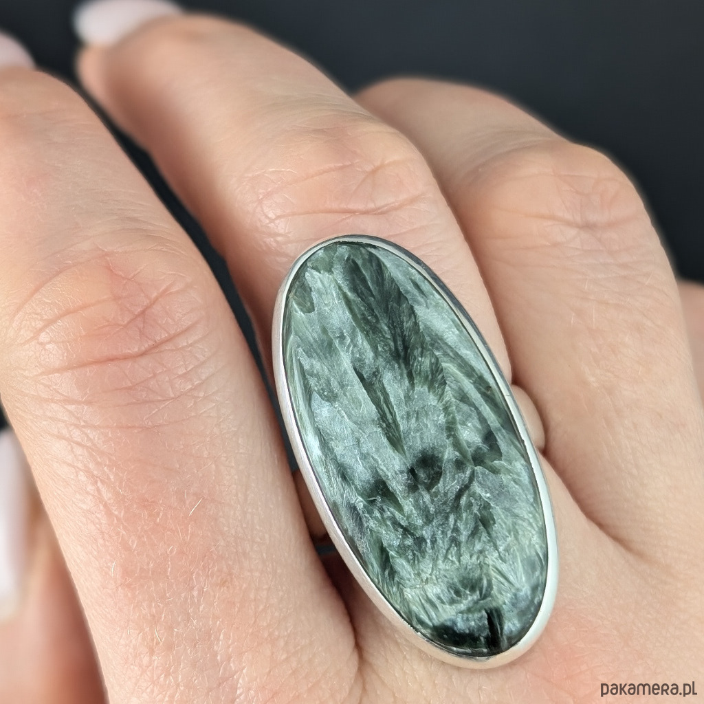 pierścionki srebrne Pierścionek Serafinit leśne szepty 3